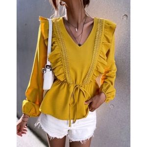 Boho Lantern Sleeves Tie Front Blouse